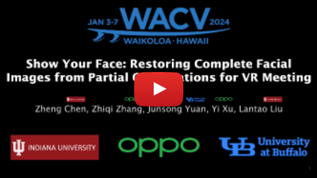 Show Your Face: Restoring
Complete Facial Images from Partial Observations for VR Meeting